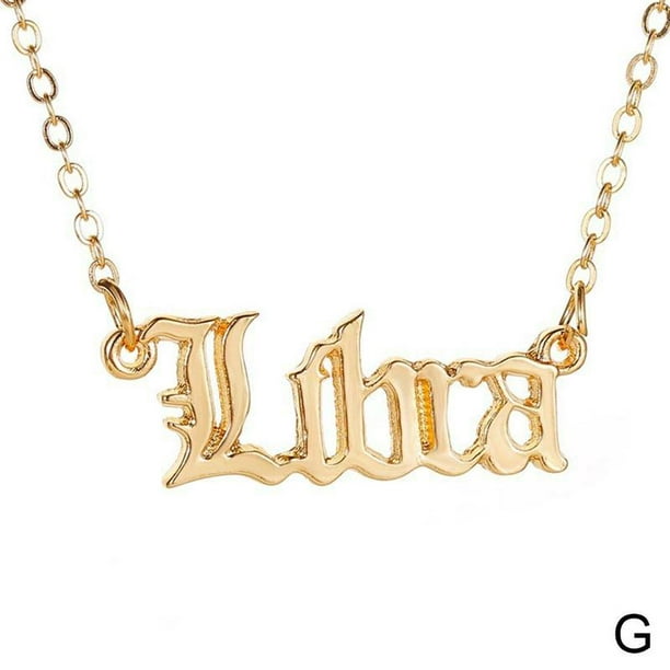 Libra Horoscope Zodiac Letter Birth Sign Gold Colour Chain Necklace Gift